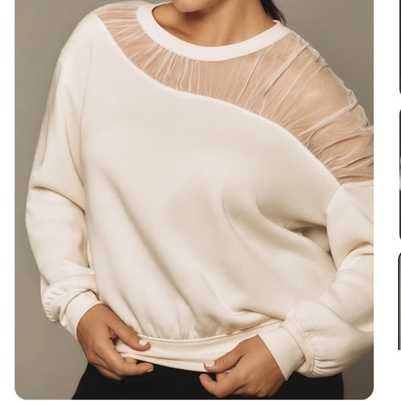 Maeve Anthropologie Long-Sleeve Off-The-Shoulder Sheer Top - Picture 6 of 16